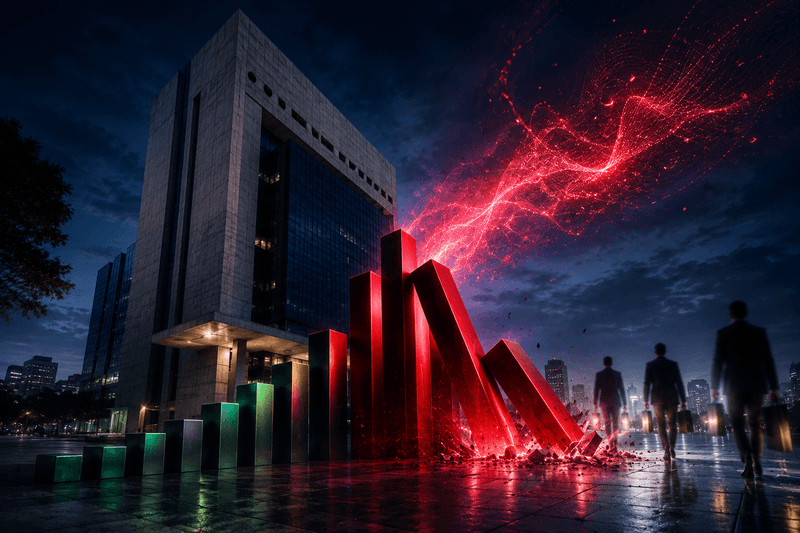Gráfico de fluxo de capital indicando a saída de recursos externos da B3 em junho de 2026.